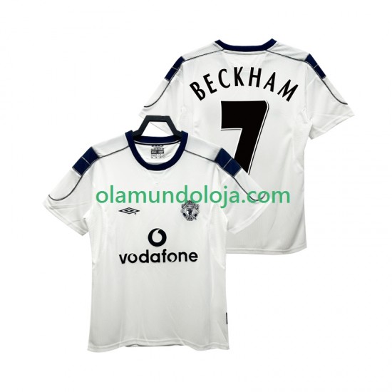 Camisola Manchester United BECKHAM 7 2000 2001 Retro Homem Equipamento Segundo Manga Curta